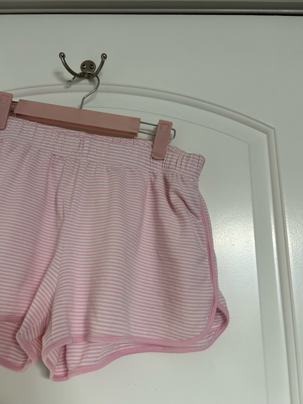 Lake 100% Pima Cotton Enligh Rose Stripe Pink Pajama Shorts Size M cozy lounge - Picture 5 of 11